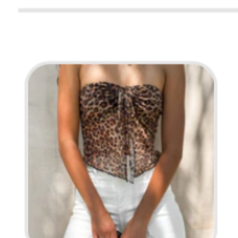 Stitch & Feather Leopard Print Strapless Top